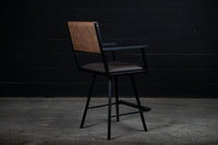 Shaker Swivel Armchair - Espresso Vinyl & Carrara Tan Vinyl