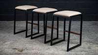Shaker Backless Stool - Sandalwood Vinyl & Walnut