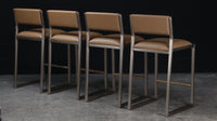4x Shaker Counter Stools | Sedona leather, Dull Champagne metal, Oxidized Maple