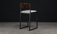 Shaker Stool - Brown Brindle Cowhide & Greige Leather