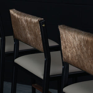 Shaker Stool - Beige Cowhide & Sandalwood Vinyl